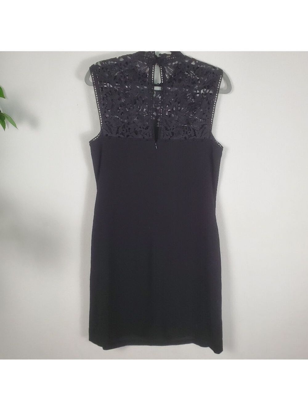 Theory Black Lace Dress Women's Size 8 Mini Sleeveless Sheath - Picture 6 of 11